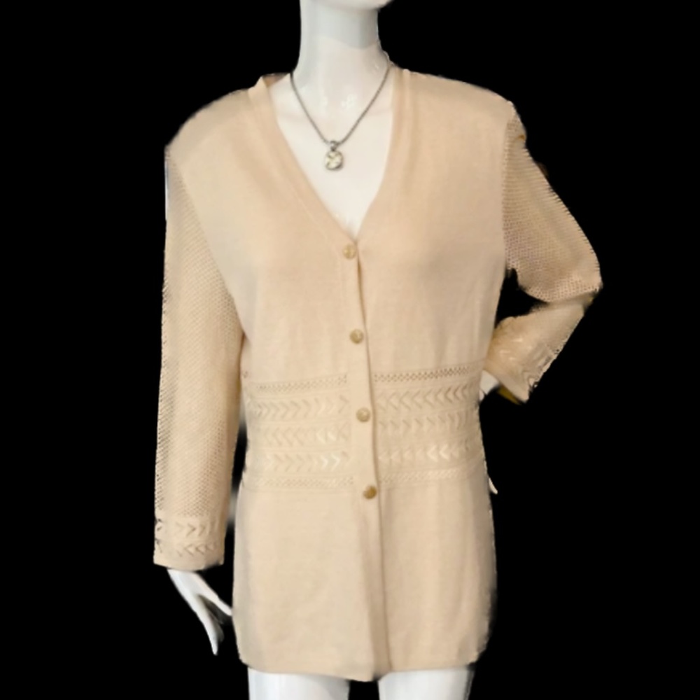 St.John Collection  Long Tan Blazer in Santana Knit fabric by Marie Gray  🆕🏷️